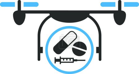 Téléchargez les illustrations : Medication Quadcopter Icon vector illustration - en licence libre de droit