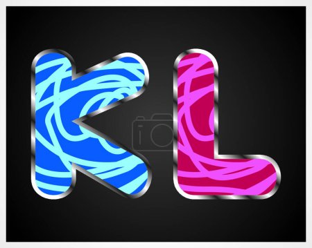 Ilustración de Tipografía, letras kl logo, ilustración vectorial - Imagen libre de derechos