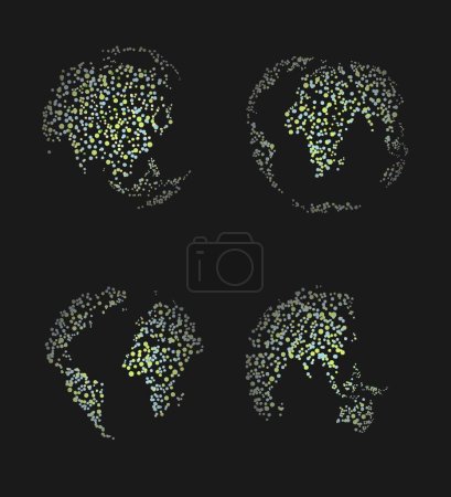 Téléchargez les illustrations : Illustration vectorielle du monde pointillé stylisé - en licence libre de droit