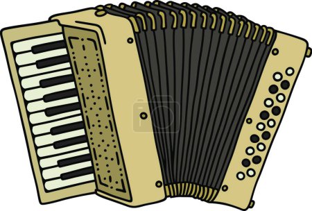 Téléchargez les illustrations : Illustration vectorielle accordéon crème vintage - en licence libre de droit