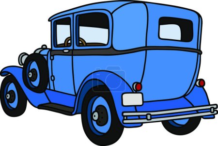 Téléchargez les illustrations : Vintage blue car vector illustration - en licence libre de droit