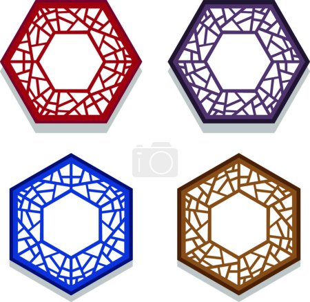 Illustration for "Set of traditional chinese hexagon window frame" - Royalty Free Image