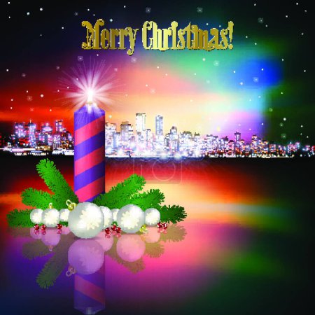 Ilustración de Resumen Saludo navideño con silueta de ciudad - Imagen libre de derechos