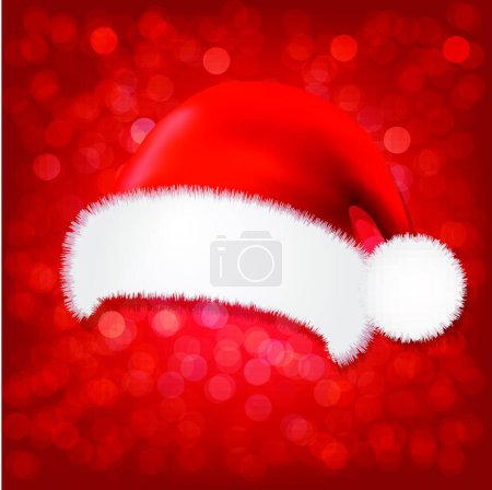 Illustration for Red Background With Santa Claus Cap - Royalty Free Image