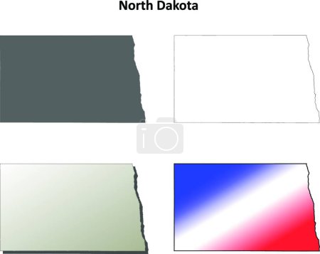 Ilustración de "Dakota del Norte esquema mapa conjunto
 " - Imagen libre de derechos