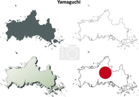 Téléchargez les illustrations : "Yamaguchi carte de contour vierge ensemble
" - en licence libre de droit