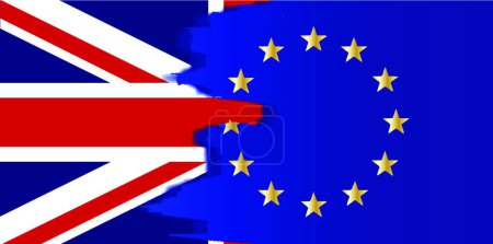 Téléchargez les illustrations : Union Jack et EU Blend, illustration vectorielle graphique - en licence libre de droit