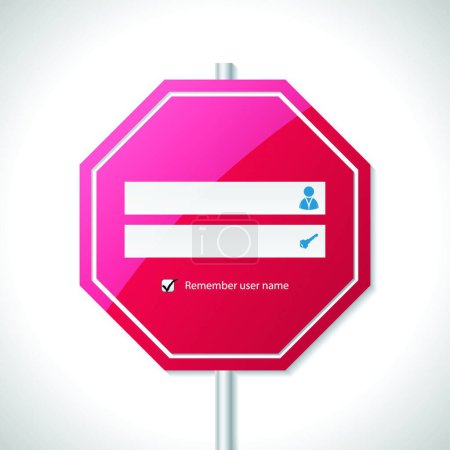 Illustration for Stop sign inspired login screen, graphic vector illustration - Royalty Free Image