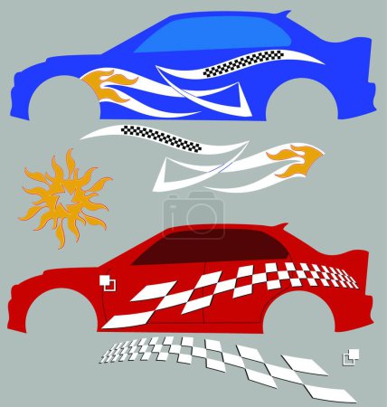 Téléchargez les illustrations : Graphisme du véhicule, Rayure : Vinyle prêt, illustration vectorielle graphique - en licence libre de droit