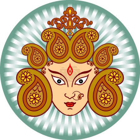 Téléchargez les illustrations : Durga Déesse du Pouvoir, illustration vectorielle graphique - en licence libre de droit