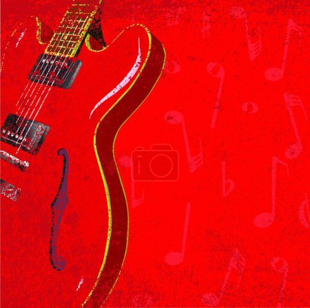 Illustration for Red Guitar Background, graphic vector illustration - Royalty Free Image