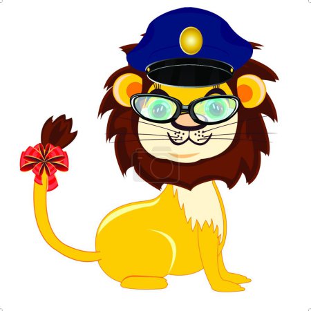 Téléchargez les illustrations : Animal lion police, illustration vectorielle graphique - en licence libre de droit