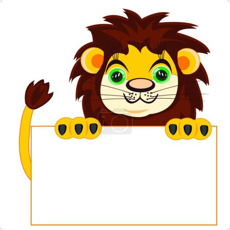 Téléchargez les illustrations : Lion avec poster, illustration vectorielle graphique - en licence libre de droit