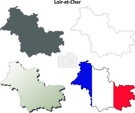 Illustration for "Loir-et-Cher, Centre outline map set" - Royalty Free Image