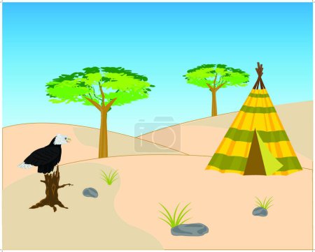 Ilustración de Terreno desierto salvaje, ilustración vectorial gráfica - Imagen libre de derechos