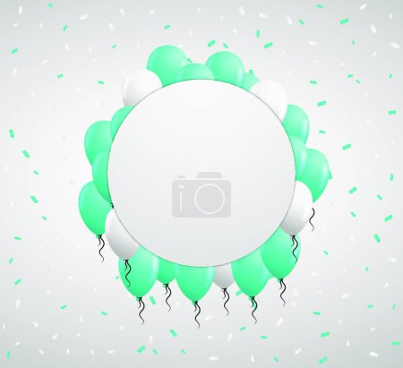 Ilustración de Placa de círculo y globos verdes - Imagen libre de derechos