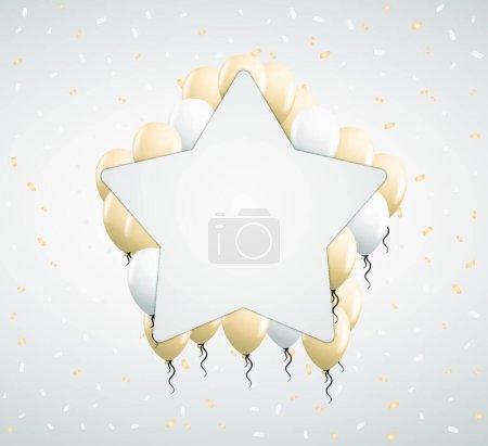 Ilustración de Estrella insignia y globos beige - Imagen libre de derechos