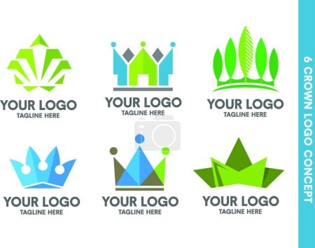 Ilustración de Corona logo conjunto, vector de ilustración - Imagen libre de derechos