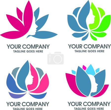 Illustration for Lotus and female face, graphic vector illustration - Royalty Free Image