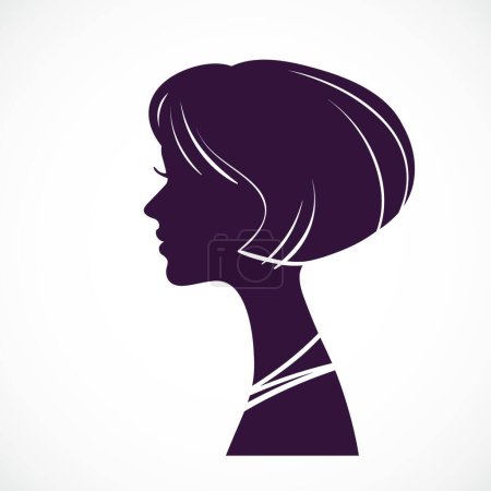 Téléchargez les illustrations : Tête de silhouette fille, illustration vectorielle graphique - en licence libre de droit