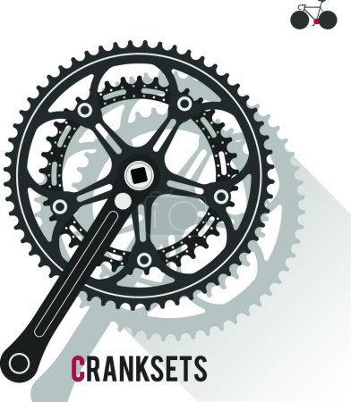 Téléchargez les illustrations : Vélo de route Cranksets, illustration vectorielle - en licence libre de droit