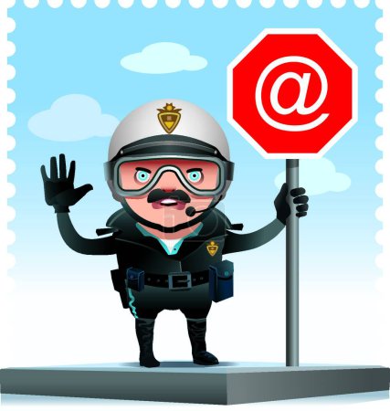 Illustration for Motorised policeman, graphic vector illustration - Royalty Free Image