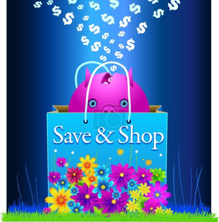 Téléchargez les illustrations : Illustration de la boutique Save and shop - en licence libre de droit