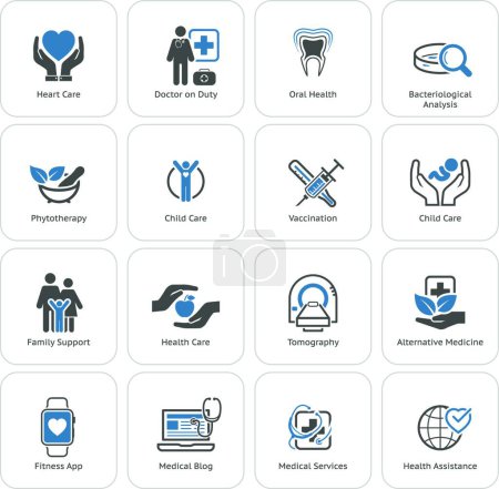 Illustration for "Medical and Health Care Icons Set. Flat Design." - Royalty Free Image