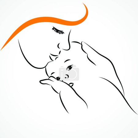 Téléchargez les illustrations : Illustration vectorielle mère et nouveau-né - en licence libre de droit
