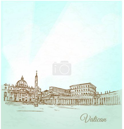 Illustration for Vatican city  background hand draw - Royalty Free Image