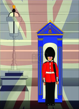 Ilustración de Soldado en servicio de la Guardia Real - Imagen libre de derechos
