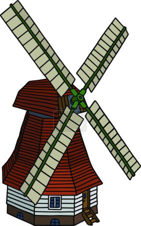 Téléchargez les illustrations : Illustration graphique créative de moulin à vent, concept d'énergie alternative - en licence libre de droit