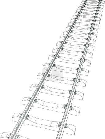 Téléchargez les illustrations : Chemin de fer sur illustration vectorielle blanche - en licence libre de droit