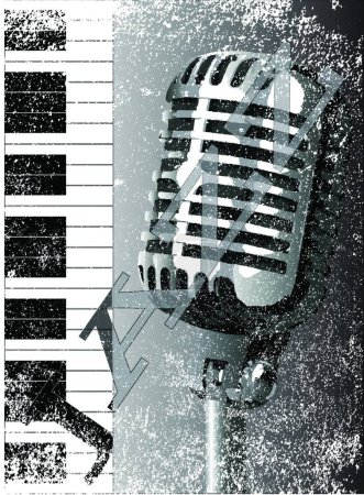 Téléchargez les illustrations : Jazz Microphone Illustration vectorielle de fond - en licence libre de droit