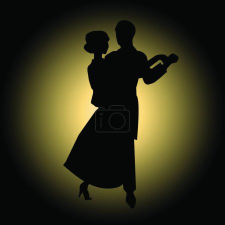 Téléchargez les illustrations : Illustration vectorielle silhouette couple dansant - en licence libre de droit