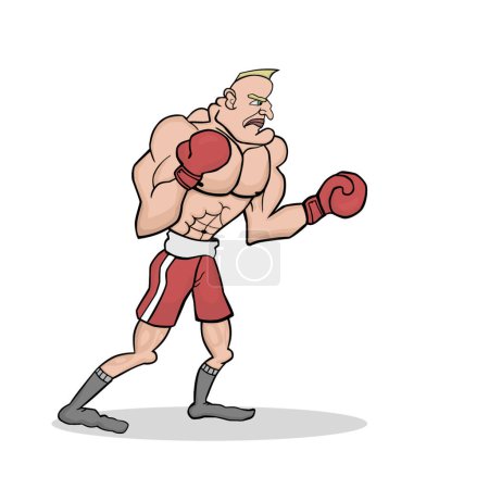 Téléchargez les illustrations : Illustration vectorielle boxer puissante - en licence libre de droit