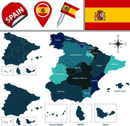 Illustration for Map of Spain vector illustration - Royalty Free Image