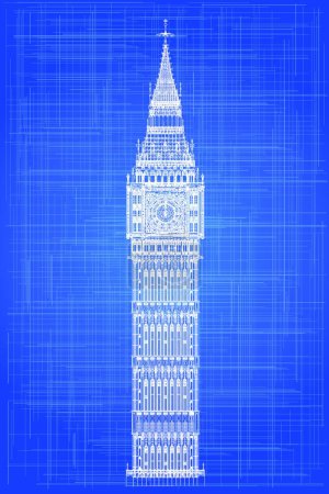 Téléchargez les illustrations : Illustration du Big Ben Blueprint - en licence libre de droit