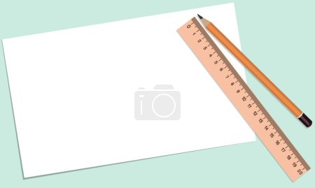 Téléchargez les photos : Papier crayon règle vecteur illustration - en image libre de droit