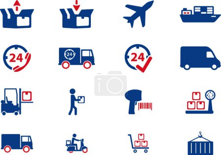 Illustration for Delivery simply icons, colorful vector - Royalty Free Image