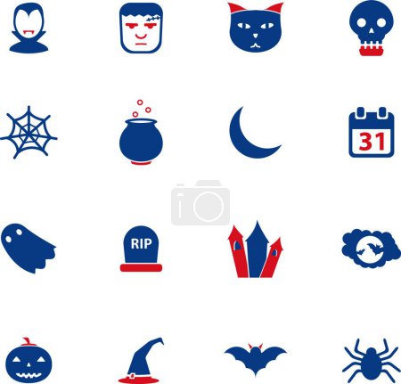 Illustration for Halloween simply icons, colorful vector - Royalty Free Image