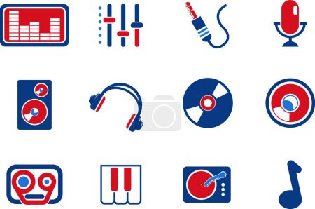 Illustration for Audio and music simple vector icons - Royalty Free Image