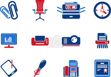 Illustration for Office simply icons, colorful vector - Royalty Free Image