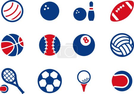 Illustration for Sport balls simply icons, colorful vector - Royalty Free Image
