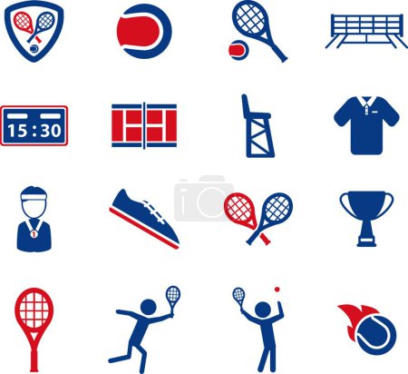 Illustration for Tennis simply icons, colorful vector - Royalty Free Image