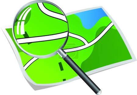 Illustration for Map  with magnifier  vector illustration - Royalty Free Image