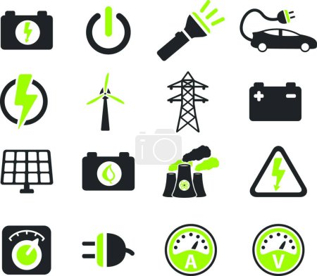 Téléchargez les illustrations : Électricité tout simplement icônes, vecteur coloré - en licence libre de droit