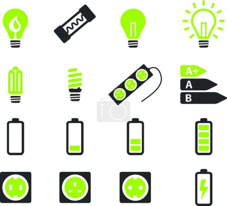 Illustration for Electricity simply icons, colorful vector - Royalty Free Image