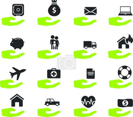 Illustration for Insurance simply icons, colorful vector - Royalty Free Image