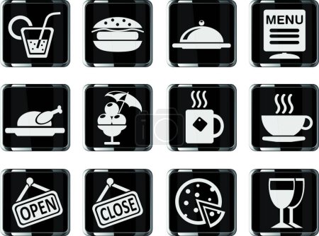 Illustration for Cafe Silhouette Icons vector illustration - Royalty Free Image